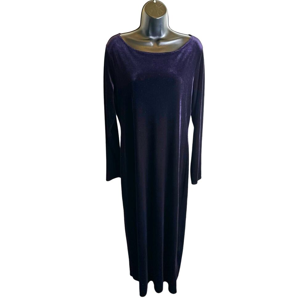 Vintage Max Studio Purple Velvet Maxi Dress Made in USA Sz LG Witchy Whimsigoth